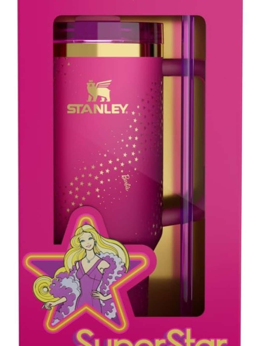 Stanley Pink Travel Mug with Gold Accents - Barbie Edition